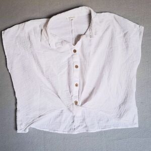 BEACHLUNCHLOUNGE 100% COTTON Size XL White Textured Gauze Button Shirt